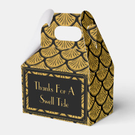 Caixinha De Lembrancinhas Escalas de Sereia Art Deco - Obrigados Pretos e Do