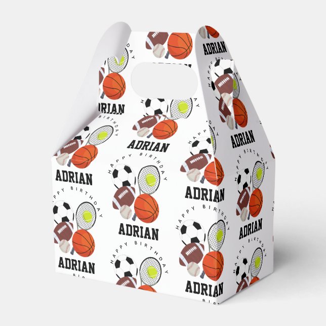 Caixinha De Lembrancinhas Esportes - Bolas Atléticas - Nome Personalizado An (Frente)