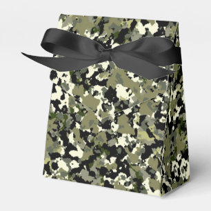 Caixinha De Lembrancinhas Estampa de Camuflagem Creme Preto Verde