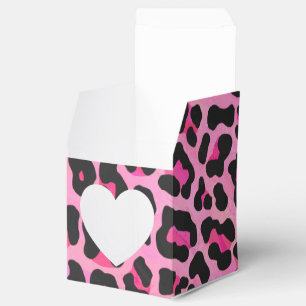 Caixinha De Lembrancinhas Estampa Leopardo Preto e Rosa Vibrante