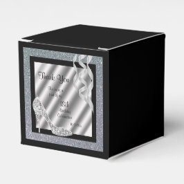 Caixinha De Lembrancinhas Estiletto de Glittery Silver e Streamers