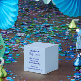 Caixinha De Lembrancinhas Estilo de Tipografia Chuveiro de Bebê Azul Claro M