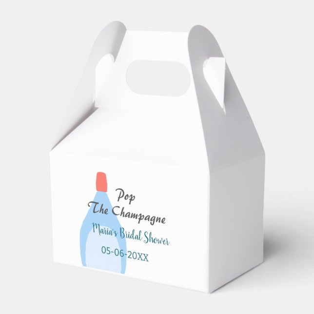 Caixinha De Lembrancinhas Estoure o champanhe azul chá de noiva adicionar no (Frente)
