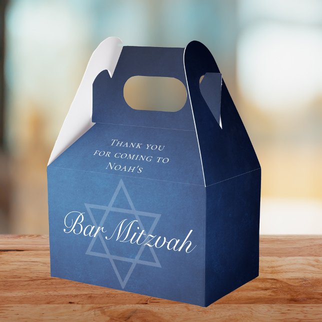 Caixinha De Lembrancinhas Estrela Azul Moderna do Bar Formal Partido Mitzvah (Criador carregado)