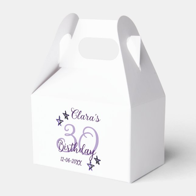 Caixinha De Lembrancinhas Estrelas brilhantes roxas retro moderno aniversári (Frente)