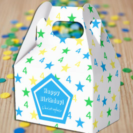 Caixinha De Lembrancinhas Estrelas Coloridas Rapazes 4º Aniversário