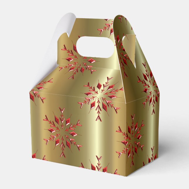 Caixinha De Lembrancinhas Estrelas de Natal Vermelho na Dourada (Verso)