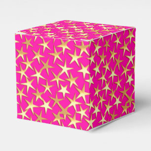 Caixinha De Lembrancinhas Estrelas Douradas a rosa fuchsia