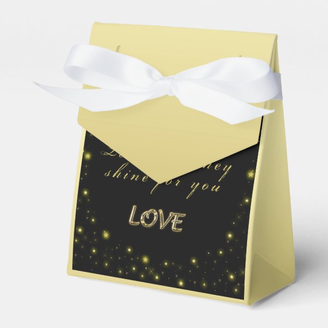 Caixinha De Lembrancinhas Estrelas Douradas personalizadas e brilhantes a pr (Frente)