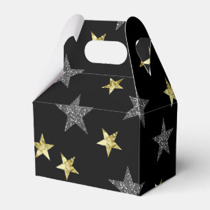 Caixinha De Lembrancinhas Estrelas Prateadas e Douradas Festa de Estrelas de