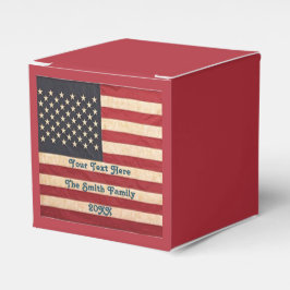 Caixinha De Lembrancinhas Estrelas Vintage e Stripes Atingidas Bandeira Amer