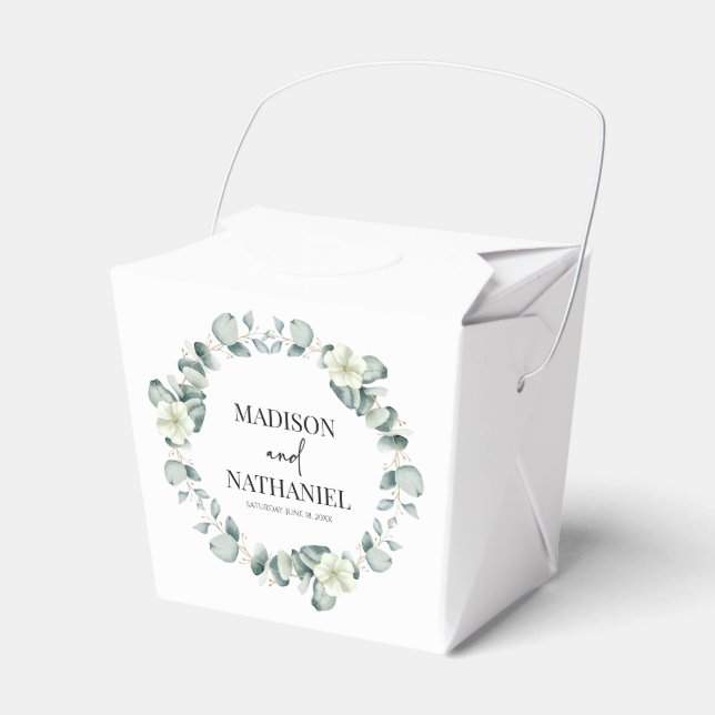 Caixinha De Lembrancinhas Eucalipto Verde Deixa Casamento Botânico Verde (Frente)