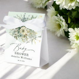 Caixinha De Lembrancinhas Eucalyptus Floral Watercolor Chá de fraldas verde