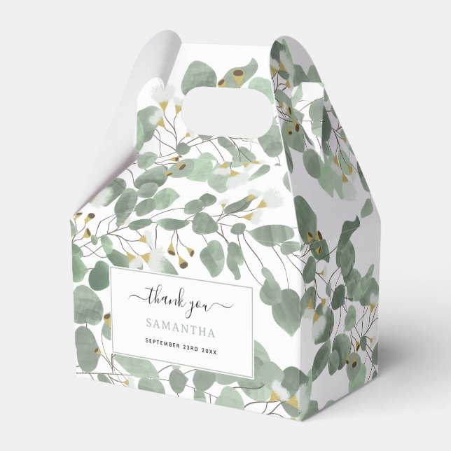 Caixinha De Lembrancinhas Eucalyptus Greenery Glossomas de Goma Dólar (Frente)