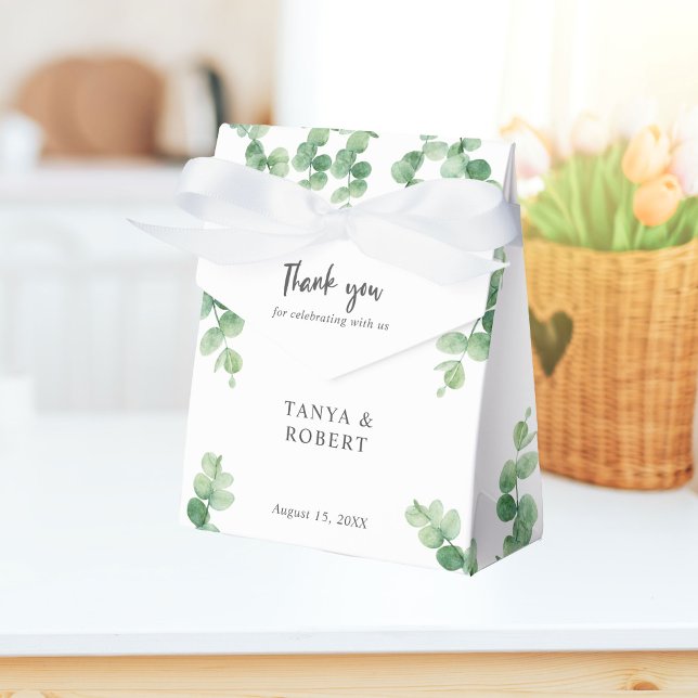 Caixinha De Lembrancinhas Eucalyptus Wedding Elegante Obrigado Chic Simples (Criador carregado)