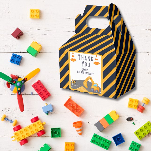 Caixinha De Lembrancinhas Excavator Construction Cone Aniversário de criança (Excavator Construction Cone Kids Birthday Party Favor Box)