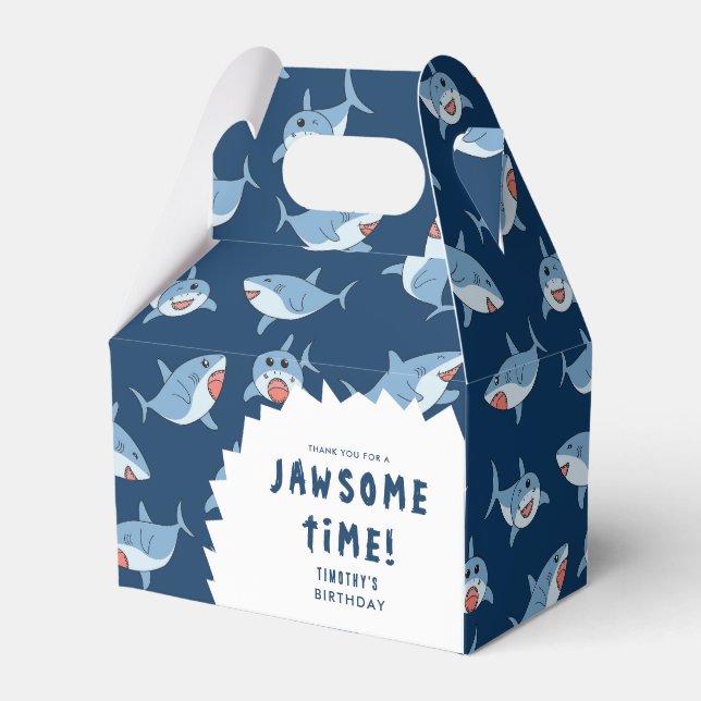 Caixinha De Lembrancinhas Excelente-branco-tubarão-branco-Festa de aniversár (Frente)