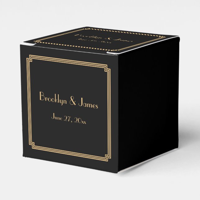 Caixinha De Lembrancinhas Excelente Gatsby Art Deco Black Weds Boxes (Frente)