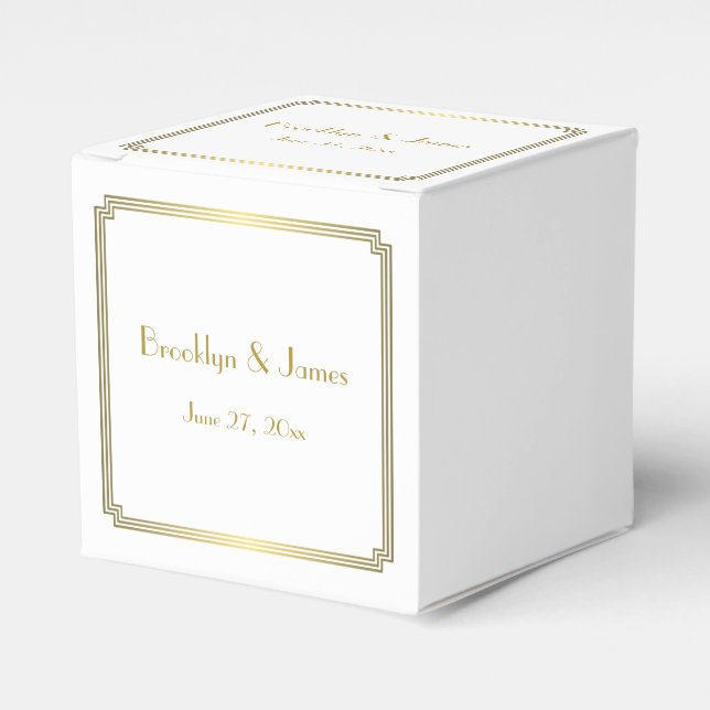 Caixinha De Lembrancinhas Excelente Gatsby Art Deco White Weding Boxes (Frente)