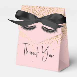 Caixinha De Lembrancinhas Eyelashes com Dourada brilho a rosa