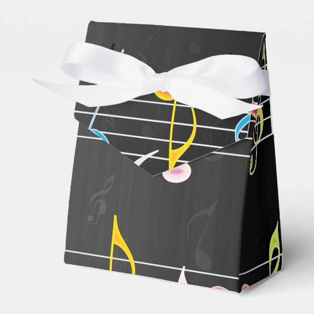 Caixinha De Lembrancinhas Fab Music Notes em preto (Frente)