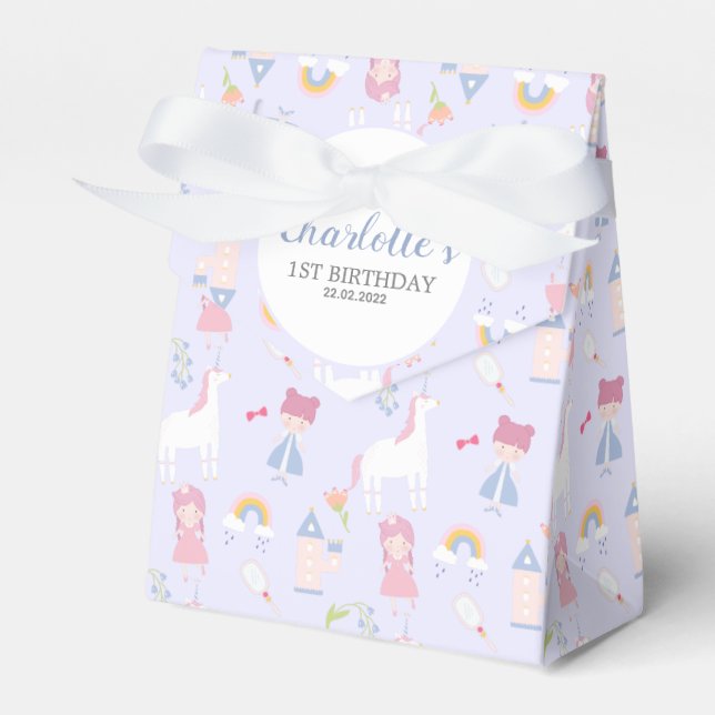 Caixinha De Lembrancinhas Fairytala cor-de-rosa, Princesa primeiro aniversar (Frente)