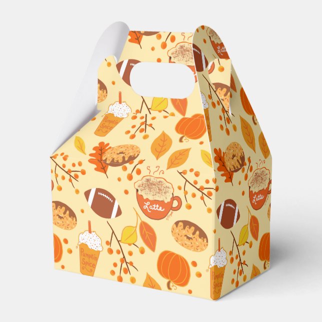 Caixinha De Lembrancinhas Fall Deixa Futebol e Pumpkin Spice Patterno (Frente)