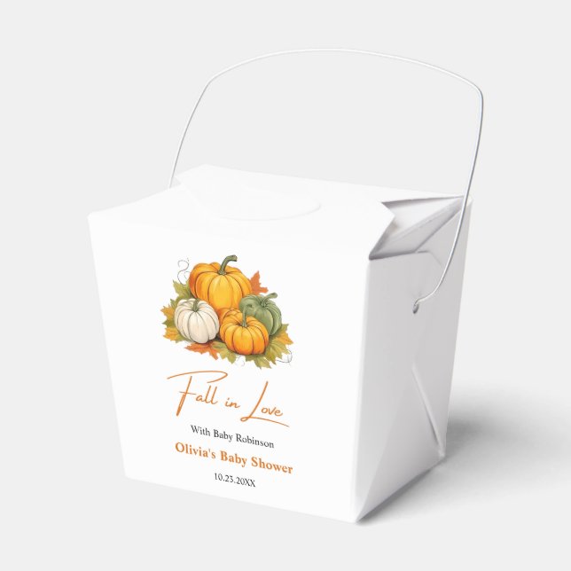 Caixinha De Lembrancinhas Fall in Love Autumn Rustic Pumpkin Baby Shower   (Frente)