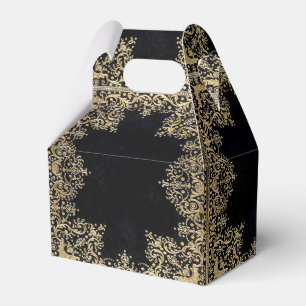 Caixinha De Lembrancinhas Fallin Black E Dourado Filigre