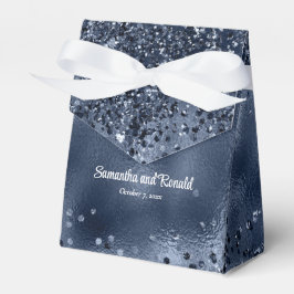 Caixinha De Lembrancinhas Faux Dark Blue Glitter & Foil Weding