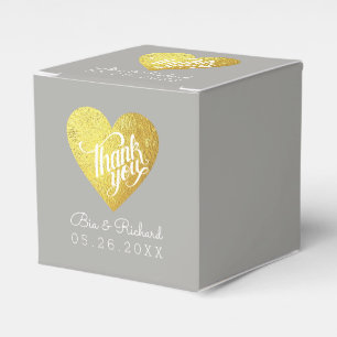 Caixinha De Lembrancinhas Faux Dourado Heart of Love, casamento 'obrigado vo