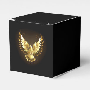 Caixinha De Lembrancinhas Faux Gold Foil Peace Dove em Preto