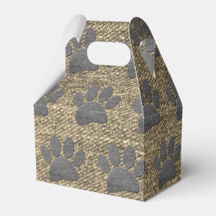 Caixinha De Lembrancinhas Faux Rustic Denim Jeans Dog Paw Print