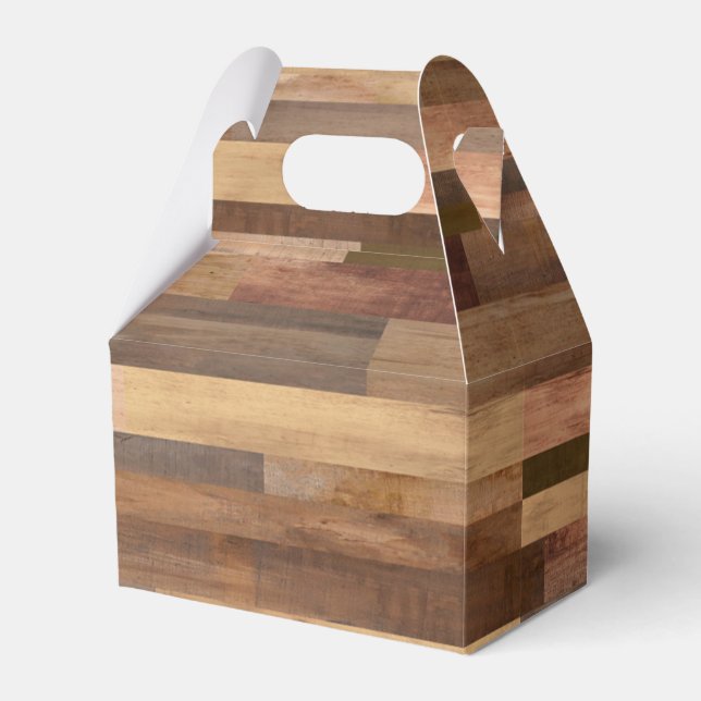 Caixinha De Lembrancinhas Faux Wooden Plank Timber Design Gable (Frente)