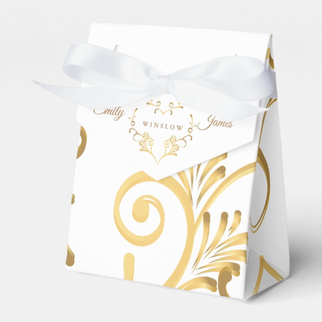 Caixinha De Lembrancinhas Favor Box-Fancy Gold Heart (Frente)