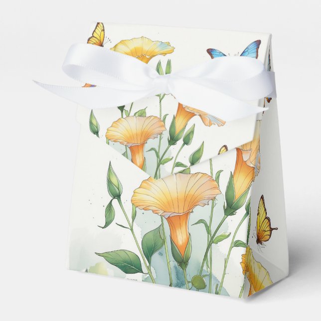 Caixinha De Lembrancinhas Favor Box - Flores Gloriosas Manhã, Borboletas (Frente)