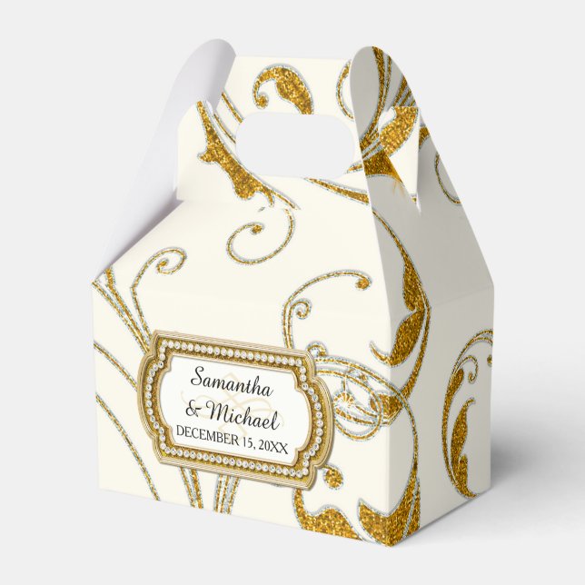 Caixinha De Lembrancinhas Favor Box Glam Old Hollywood Regency Black Tie (Frente)