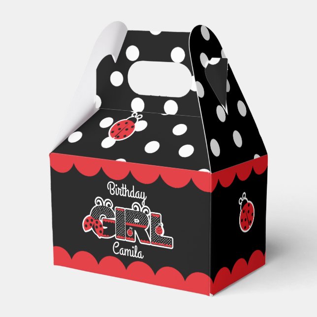 Caixinha De Lembrancinhas Favor Box Lady bug aniversariante (Frente)