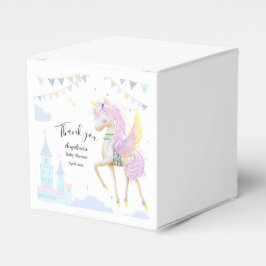 Caixinha De Lembrancinhas Favor Box para um chá de fraldas com unicórnio.