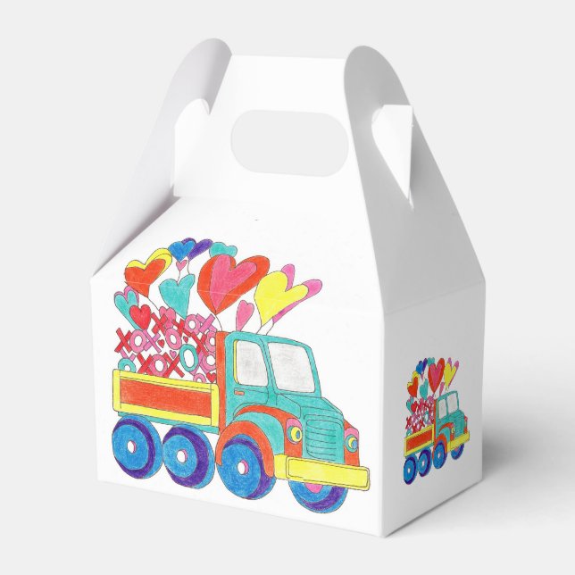 Caixinha De Lembrancinhas Favor Box Truck Hearts (Frente)