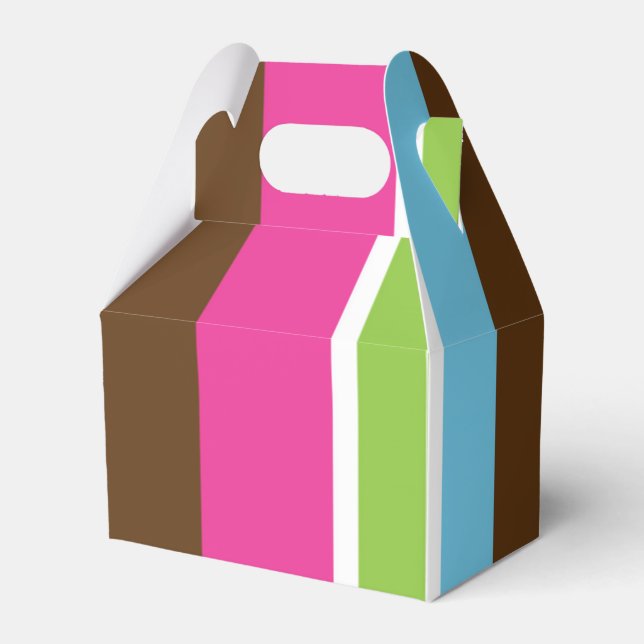 Caixinha De Lembrancinhas Favor de Festa de Aniversário Moderno Rosa Azul Ma (Frente)