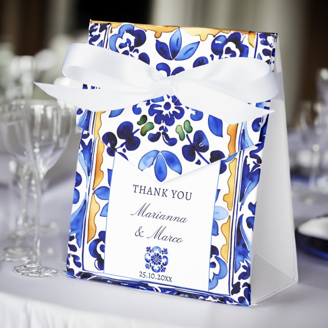 Caixinha De Lembrancinhas Favoritos de casamento do azulejo azul Vietri Amal (Amalfi Vietri blue tile wedding favors personalized Favor Box elegant favor boxes Mediterranean)