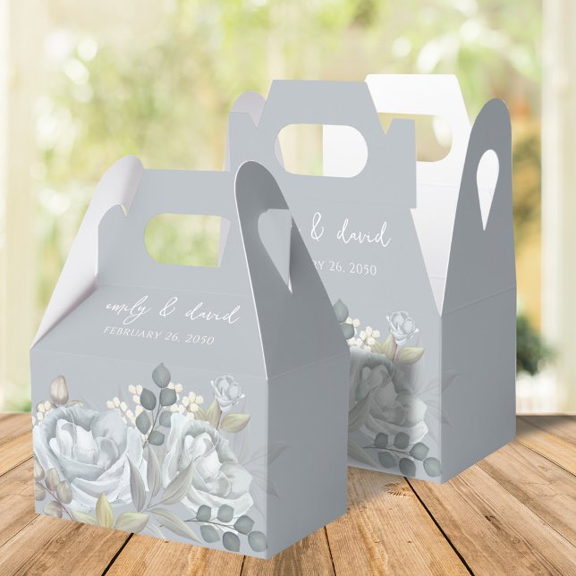Caixinha De Lembrancinhas Favoritos personalizados de casamento flexível azu (Light blue and grey favor box)