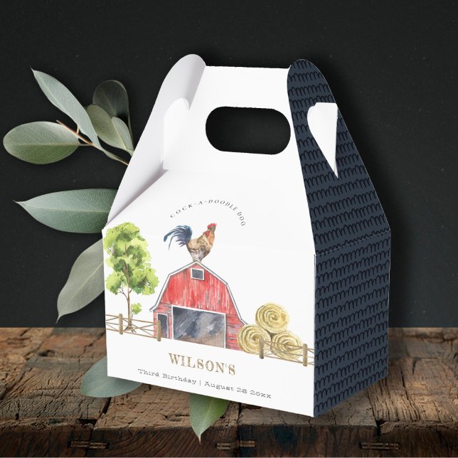 Caixinha De Lembrancinhas Fazenda de frango vermelho Aniversário de criança  (Criador carregado)