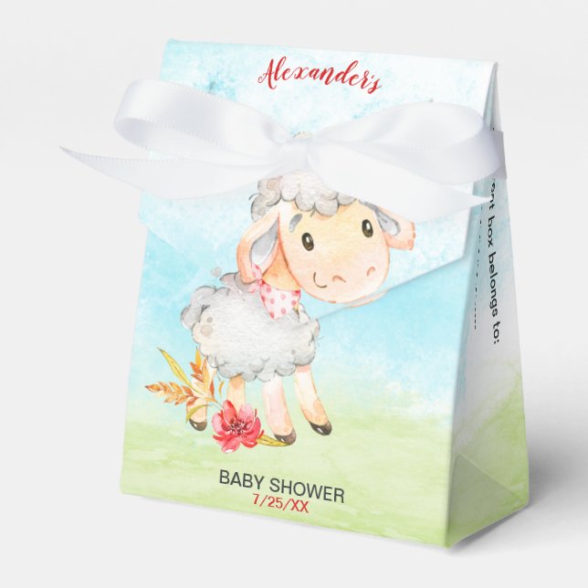 Caixinha De Lembrancinhas Fazenda de Ovinos de Aquarela (Frente)