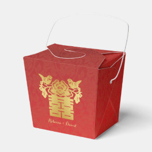 Caixinha De Lembrancinhas Felicidade dobro dos pássaros chineses vermelhos