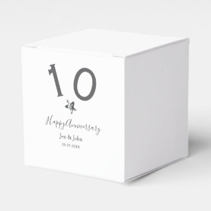 Caixinha De Lembrancinhas Feliz 10.º aniversário nome data cinza estrela de 