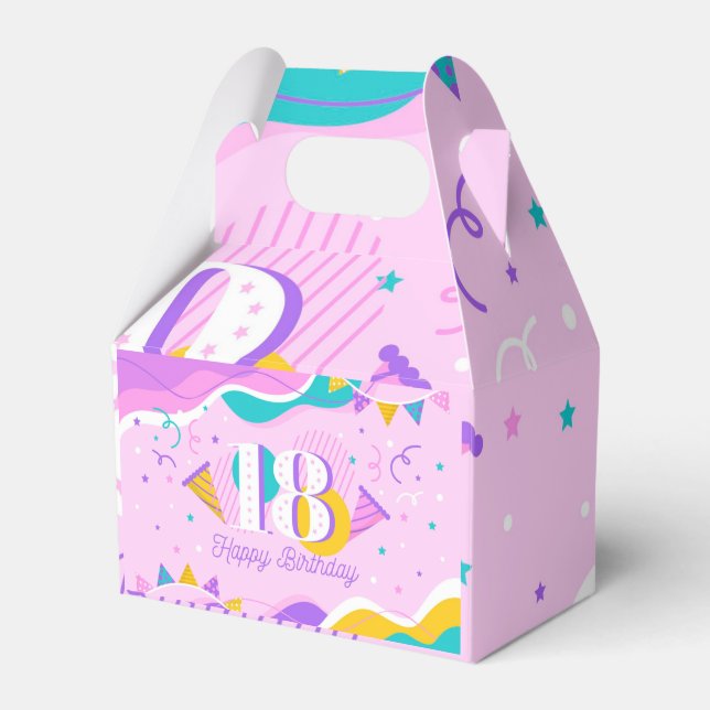 Caixinha De Lembrancinhas Feliz 18º aniversário. (Frente)