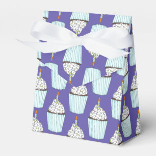 Caixinha De Lembrancinhas Feliz aniversário Cupcake Azul Glacé aspersor