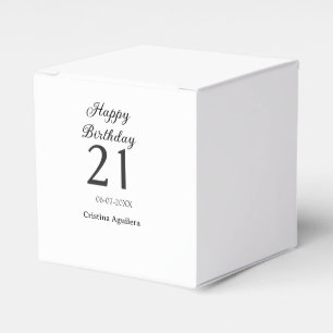 Caixinha De Lembrancinhas Feliz aniversário de 21 anos letra negrito simples